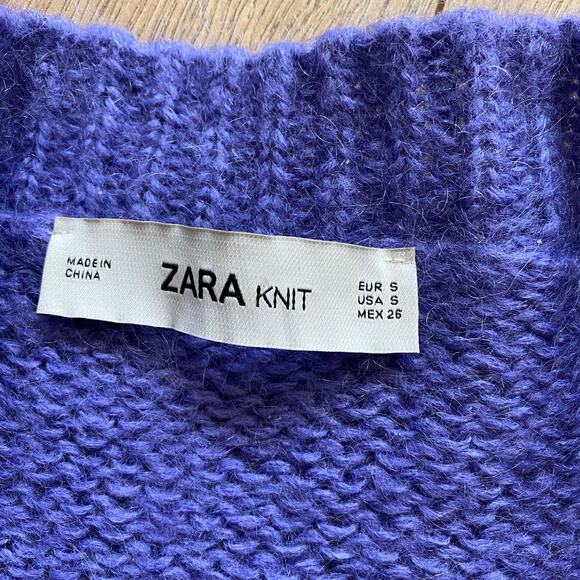 Zara Sweater Boat Neck Purple Lilac Balloon Sleeve S - Picture 5 of 7